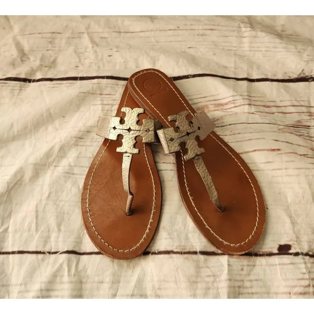 Tory‎ Burch Moore Leather Thong Sandals Size 10